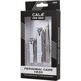 CALA - trio de cuidado personal para hombres, corta uñas y pinzas (3 piezas, color cromo)