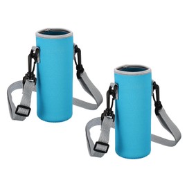 PATIKIL 67mmx185mm Water Bottle Sling Bag, 2 Pack Neoprene Portable Insulated Bottle Holder Carrier with Adjustable Shoulder Strap, Blue
