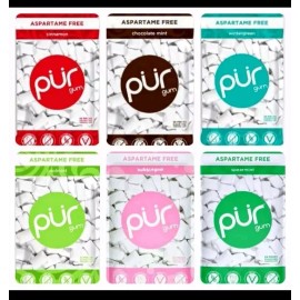 PUR Xylitol Chewing Gum 6 Flavor Variety (55 Pieces, 6 Pack) Sugarless Vegan