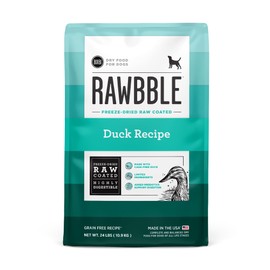 BIXBI Rawbble Dry Dog Food, Duck, 24 lbs - USA Made with Fresh Meat - No Meat Meal & No Corn, Soy or Wheat - Freeze Dried Raw Coated Dog Food - Minimally Processed for Superior Digestibility