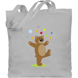 Shirtracer - Animal motif animal print - children's bear motif - fabric bag made of cotton jute bag long handle, 1 Light Grey, Einheitsgröße