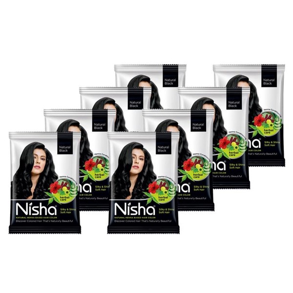 Nisha Natural Henna Powder For Hair Colour, Natural Black Hair,