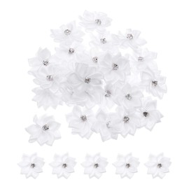 PATIKIL 1.2 Inch Small Ribbon Flowers, 150 Pcs Satin Ribbon Flowers Mini Fabric Flowers for Crafts DIY Wedding Ornament Appliques, White