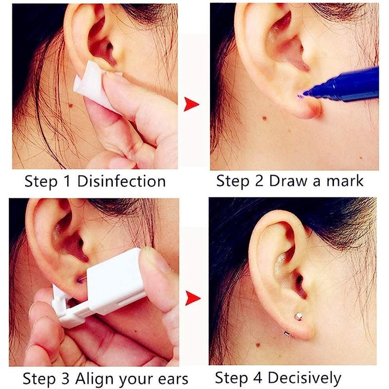 Voarge Ear Piercing Gun Kit - Disposable, Sterile, Painless Self-Piercing