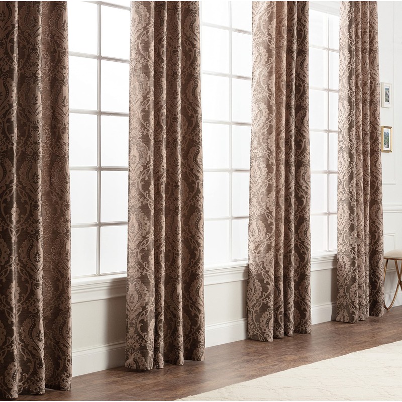 Chanasya Premium Damask Pattern Luxury Brown Curtains - 63 Inch