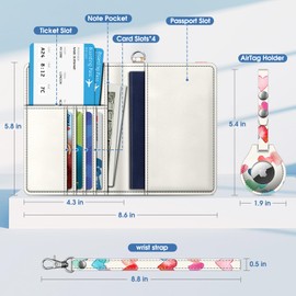 Fintie Passport Holder with Airtag Holder, Slim Travel Wallet RFID Blocking Passport Cover Protector Essentials with Credit Card Slots for Women/Men, Raining Heart