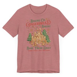Gingerbread Bakery Shirt, Christmas Cookie Baking Tee, Holiday Baking T-Shirt, Gingerbread Design Heather Mauve