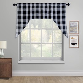 Creativesfun Swags for Kitchen Window Curtain Valance Buffalo Check Swag Classic Country Farmhouse Window Curtain (Swag 54 X36 -Inch, Black & White)