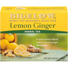 Bigelow Lemon Ginger, 80 Count Box (Pack of 1) Caffeine Free Herbal Tea , 80 Tea Bags Total