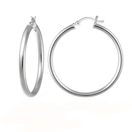 925 Sterling Silver Hoop Earrings for Women 3MM 4MM 5MM Round Silver Hoop Earrings for Women Jewelry, 20MM-50MM Diameter, Metal
