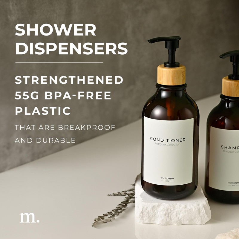 MaisoNovo Refillable Shampoo and Conditioner Bottles | 16.9 fl oz