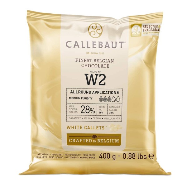 Callebaut N° W2 Finest 28% Belgian White Chocolate Couverture (Callets), 400 g