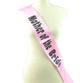 SHATCHI 1330 Mother of The Bride Sash Pink Black Hen Party Night Wedding Bridal Shower Bachelorette Fancy Dress Accessory Decoration