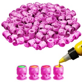 Disposable Tattoo Ink Cups-200pcs Disposable Skull Tattoo Ink Cups For Tattoo Permanent Makeup Container Cap Tattoo Accessory,Tattoo Ink,Tattoo Supplies,Tattoo Kits (Pink)