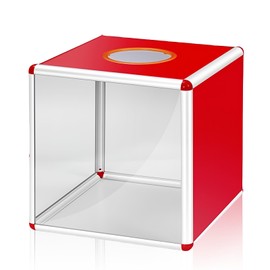 Lottery Box, Tombola Box with Aluminium Alloy, Ballot Box for Annual Meetings, Game Support, Transparent Ticket Holder, Donation Box, Cubic Storage Container for Fundraising (25 x 25 cm)