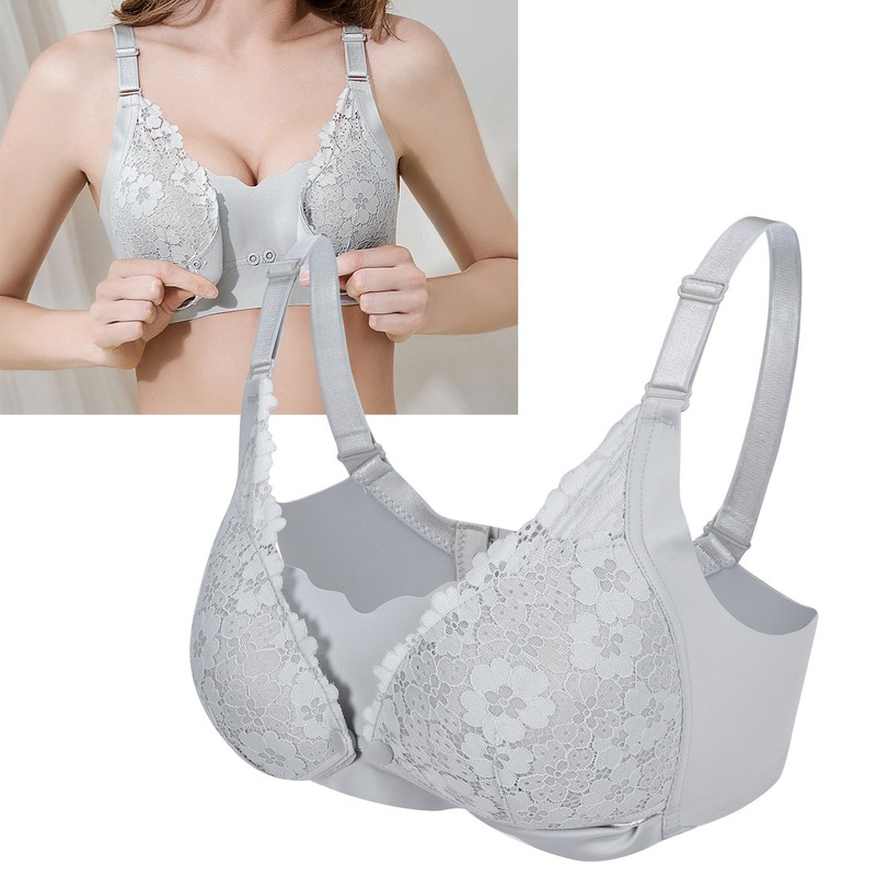 Women's Breastfeeding Bra Soft Lace Front Closure Thin Comfy Seamless