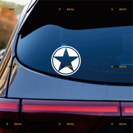 Army Star Sticker Decal Vinyl Circle - 2 Pack White 4" - for Car Boat Laptop Cup No Background Die-Cut