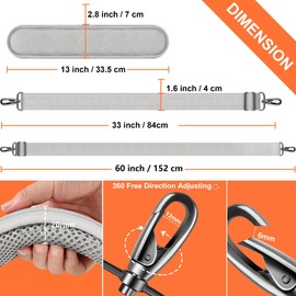 ZINZ 60 Inch Shoulder Strap with Removable Ultra-Thick Pad, Adjustable Buckles Shoulder Crossbody Strap for Briefcase Messenger Bag Laptop Bag Luggage，Light gray