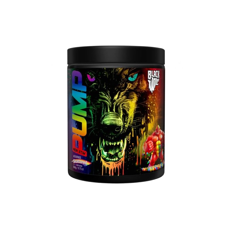 Black Wolf Pump Non Stim Pre-Workout 40 Serves Skattered Rainbow