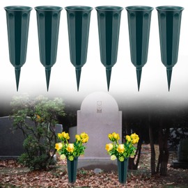 Grave Vase with Ground Spike Cemetery Vase Grave Vases Cemetery Grave Vase with Base 25 x 9.8 cm Grave Vase Insert Grave Decoration (Green)