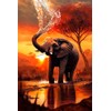 1000 Pieces Wooden Puzzles Adults for All Red Sunset Elephant