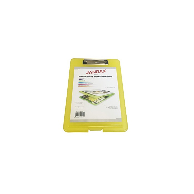 Janrax A4 Yellow Clipboard Box File - Storage Filing Case