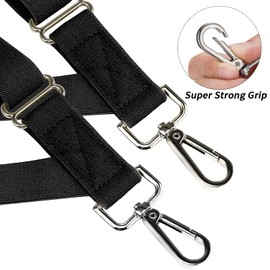 Buyless Fashion Trucker Suspenders for Men - 48" Elastic Adjustable Straps 1" - X Back Utility Braces - 5149-Black