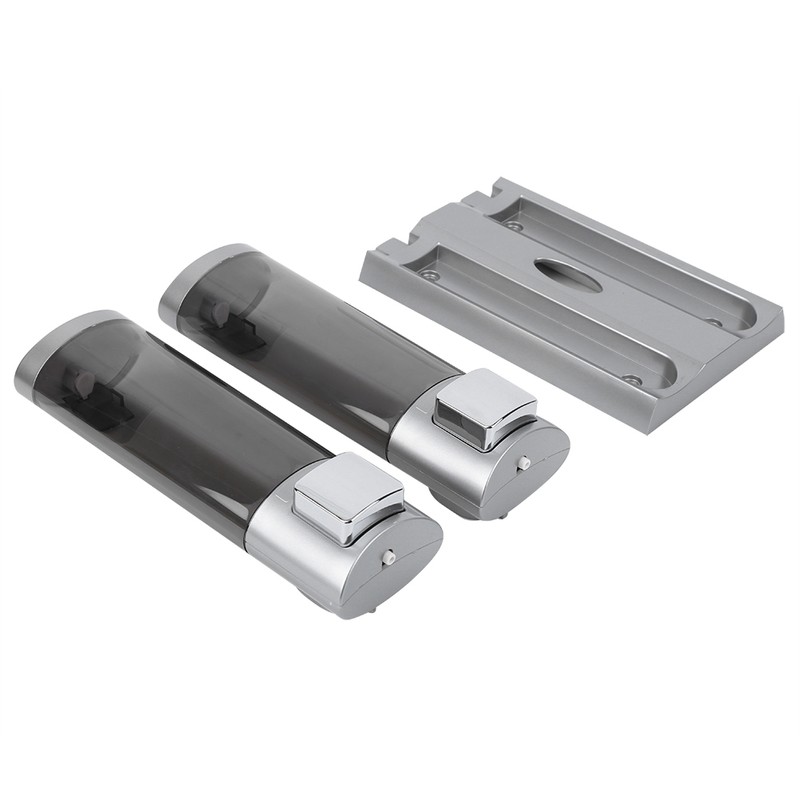 200MLx2 Silver DoubleHead Soap Dispenser WallMounted Manual Shampoo Dispensers