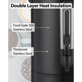 Takywep 100 Cups-14L Commercial Coffee Urn, Coffee Dispenser Electric,Fast Brew Stainless Hot Water Dispenser, Hot Water Urn for Catering, Meeting, Party,Black