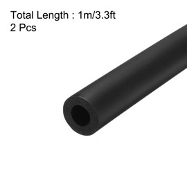 sourcing map 2pcs 3.3ft Pipe Insulation Tube 1/2 inch(12mm) ID 22mm OD Foam Tubing for Handle Grip Support, Black
