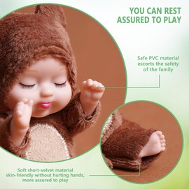 YANGUN Mini Baby Dolls, Mini Reborn Dolls, Mini Babies, Realistic Baby Doll Toy, Reborn Dolls, Realistic Baby Doll with Cute Animal Clothes for Girls Boys Toddlers Kids (6Pcs)