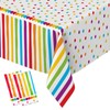 SINGOMON 2 Packs Rainbow Tablecloth Disposable Tablecloth Colorful Dot Table