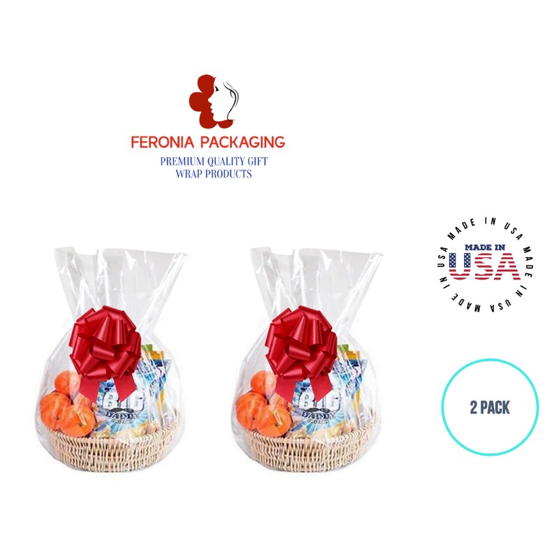 Feronia Packaging Gift Wrap Round Bottom Cellophane Bags 2 Pack