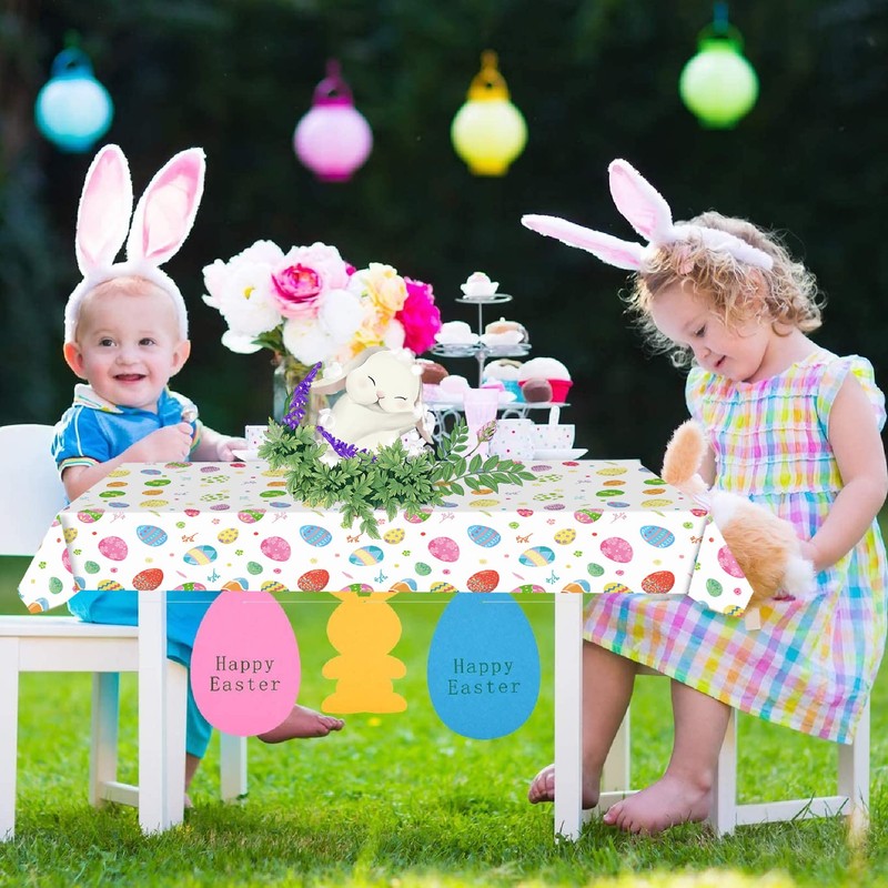 CODKU Easter Table Cloth Party Tablecloth Easter Plastic Tablecloth Waterproof