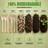 Mwellewm 100% Compostable Cutlery Set Wooden Utensils Disposable Silverware