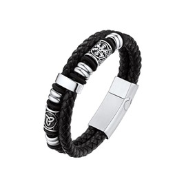 Bestyle Men's Leather Bracelet with Magnetic Clasp Leather Bracelet Braided Bracelet Accessory Length 19 cm | 21 cm, Leather, metal