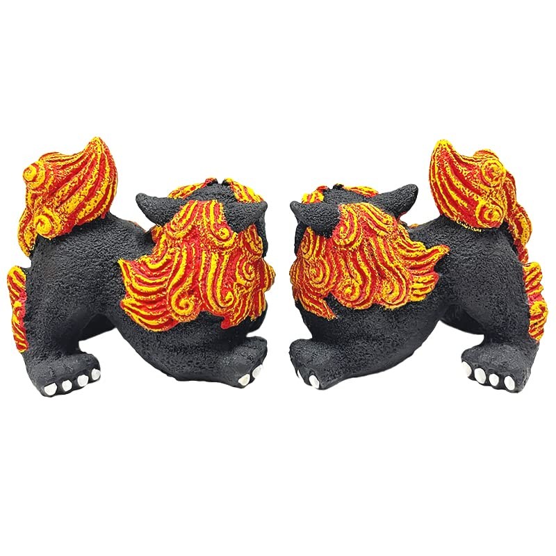 Okinawa Souvenir Mini Lion Statue for Entrance - Black/Horizontal
