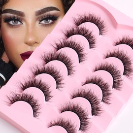 OCHILIMA 25mm Lashes Handmade Strip Eyelashes Dramatic Long Soft Wispy 6D 8D False Eyelashes for Women Bold Makeup 7 Pairs (8D 25mm Lashes) (G31)