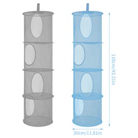 Zsanhua 2 PCS Hanging Mesh Storage Basket, Foldable 4 Tiers Hanging Storage Organizer Toy Storage Hanging Bag for Small Clothes, Wardrobe, Travel (Gray)