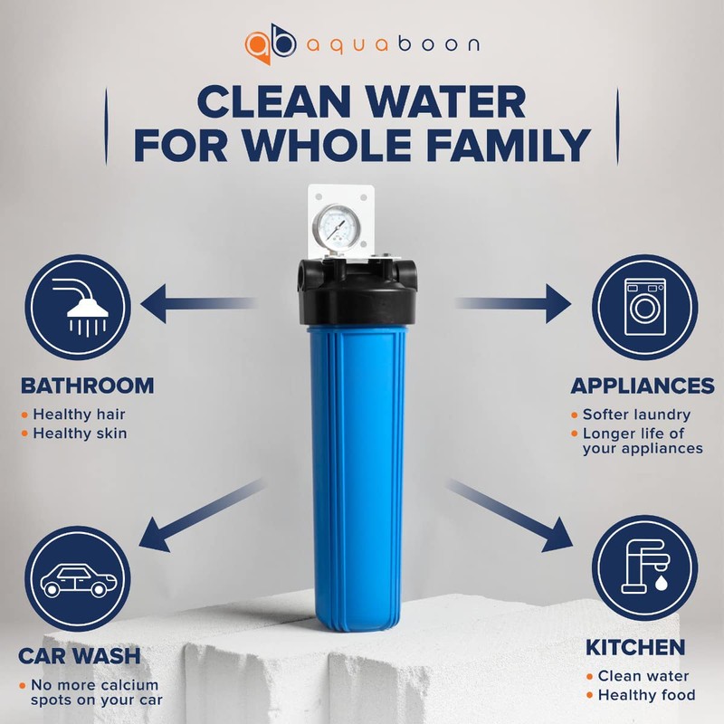 Aquaboon 20" x 4.5" Whole House Well Water Filter System
