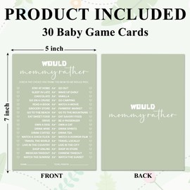 Tbaogusu Baby Shower Game Cards Kits, Minimalism Sage Green Would Mommy Rather Games Cards for Boys or Girls, 30 Game Card Set, Gender Reveal Party Supplies & Activities -G08