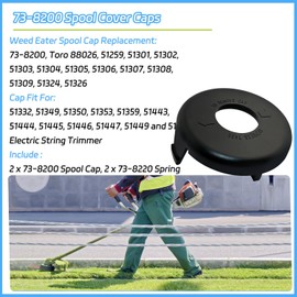 YIEHRNS 73-8200 Spool Cover Caps Replacement for Toro 88026 Electric String Trimmer, Trimmer Spool 73-8200 with 73-8220 Spring Parts 10"-15" Electric String Trimmer (2 Pack)