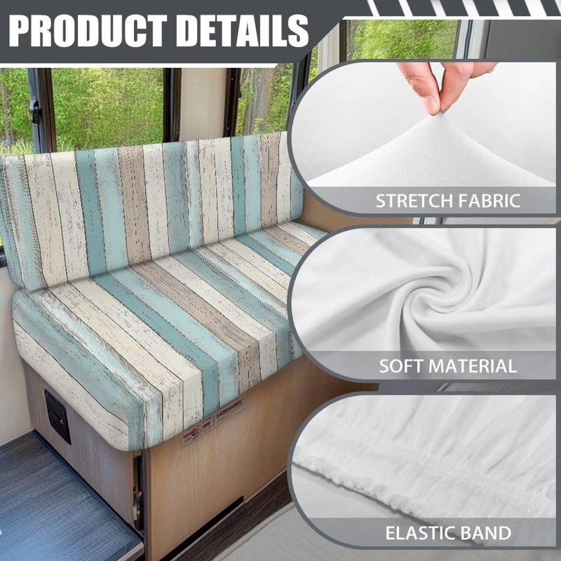 Tomeusey RV Dinette Cushion Covers with Light Green Stripes -