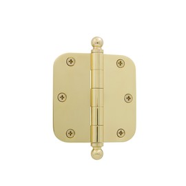 Grandeur Hardware 809001 3.5" Ball Tip Residential Hinge with 5/8" Radius Corners, 3.5" x 3.5", Unlacquered Brass