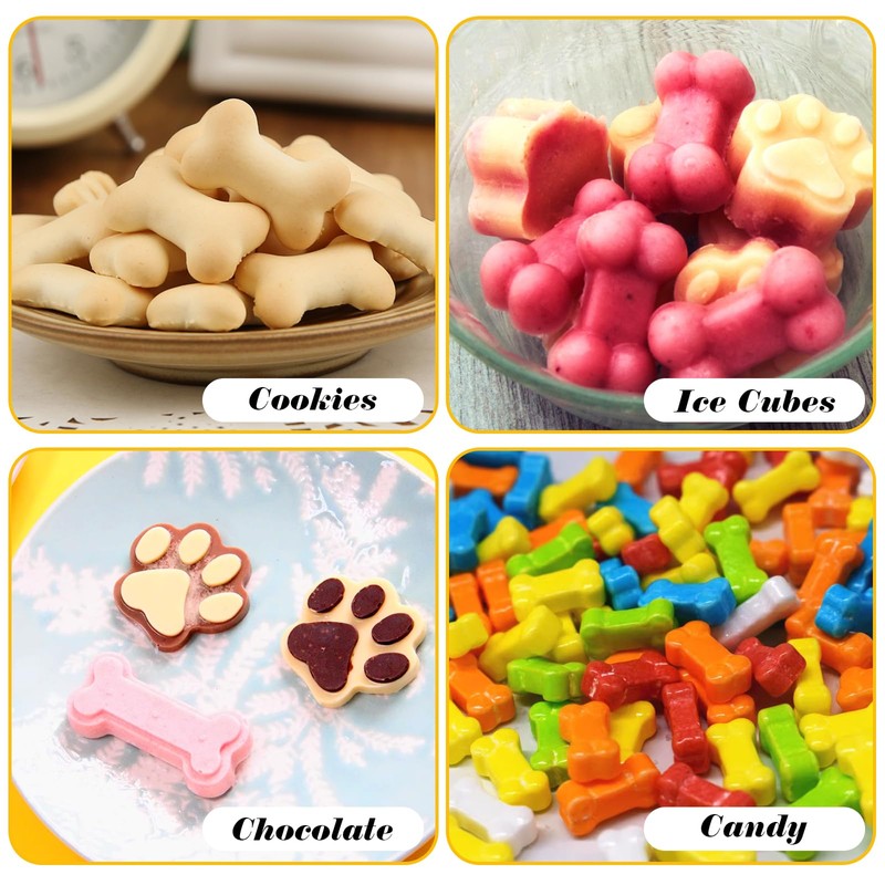6PCS Silicone Molds Puppy Dog Paw and Bone, Elegant Chocolate