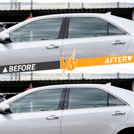 FUNY Pillar Posts Trim Kit Anti Scratch B Pillar Molding Glossy Black Cover Stickers Center Window Outer Pillar Post Panel Covers Fit for 2012-2016 Camry