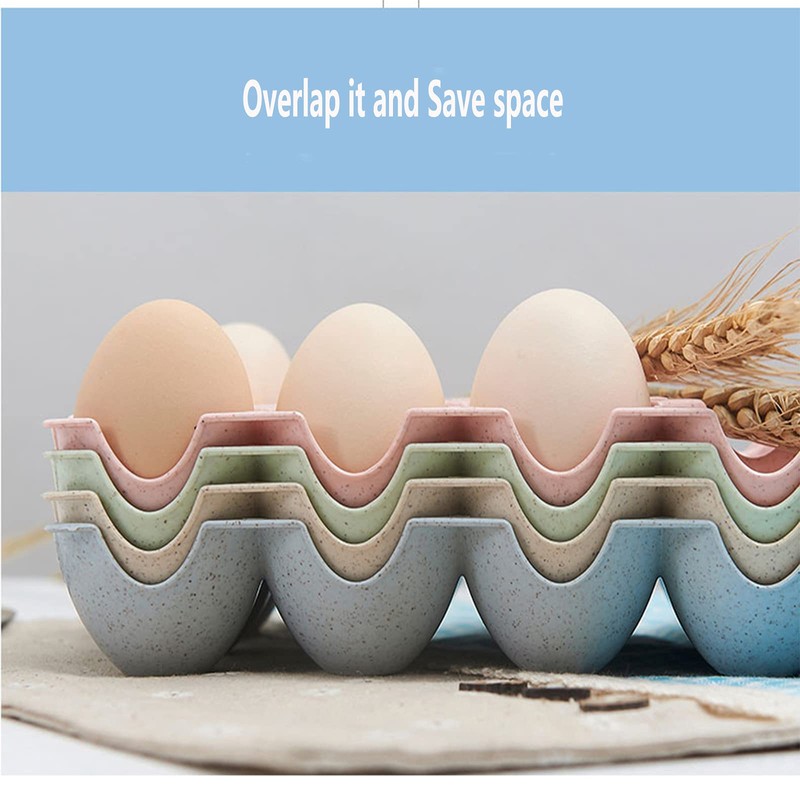 Pack of 4 Egg Containers, Plastic Egg Containers, Stackable Fridge
