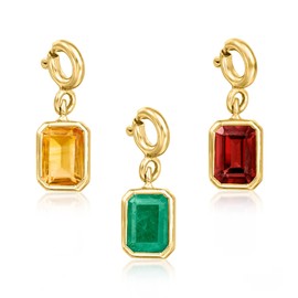 Ross-Simons September/Sapphire - Emerald-Cut Birthstone Charm in 18kt Gold Over Sterling
