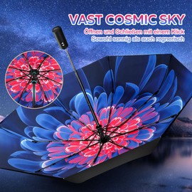 ZUOYOUZ Folding Umbrellas, Compact Portable Auto Folding Umbrella with Cute Prints for Travel in the Rain, UV Protected, Foldable, Perfect for Car and Travel, Peony