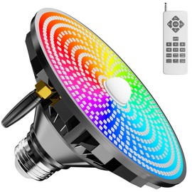 Vzyhik Pool Lights for Inground Pool LED Pool Light Bulb for Above Ground Swimming Pool – LED Pool Lights for Inground Pool, 120V Spa Light Bulb E26 Base, Multi-Color & Adjustable Brightness – Black